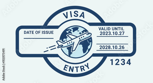 Official visa entry stamp illustration featuring a spacecraft near Earth