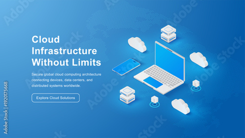 Cloud Computing Global Infrastructure Isometric Technology Concept