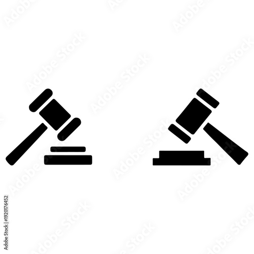 Judge gavel icons for law and justice themes