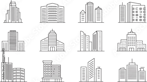 Black and white building city skyscraper symbols