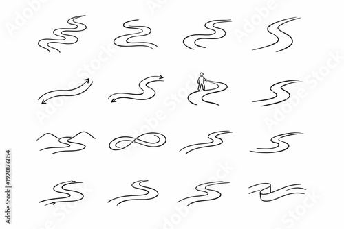 Image informal sketch vector generation icon guide fluid travel simple transit meandering