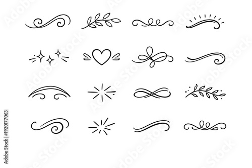 Highlight stroke icon informal vector set sweep calm ornament naive accent mark