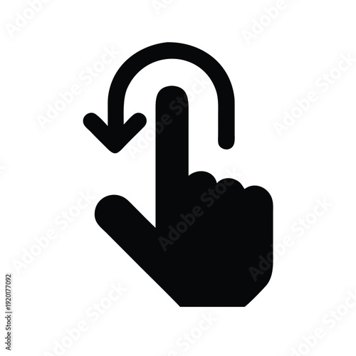  Hand Touching Screen with Tap Gesture Icon, Minimalist Vector Illustration