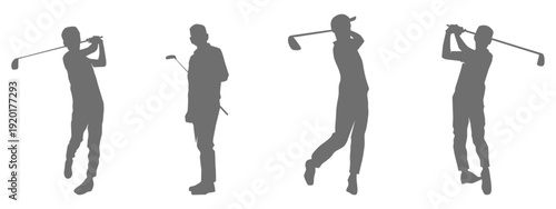  Golf player swing silhouette collection 