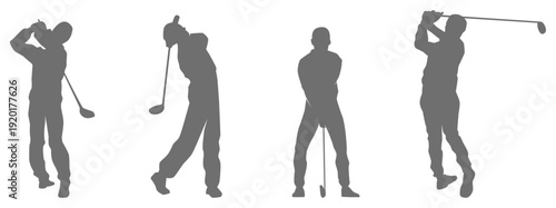  Golf player swing silhouette collection 