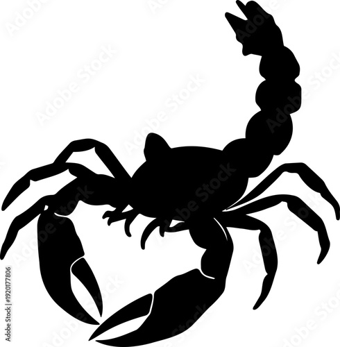 A black scorpion silhouette icon on a white background, symbolizing danger and warning