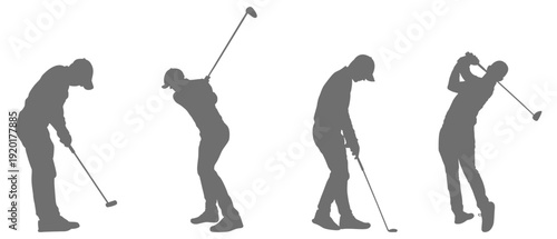  Golf player swing silhouette collection 