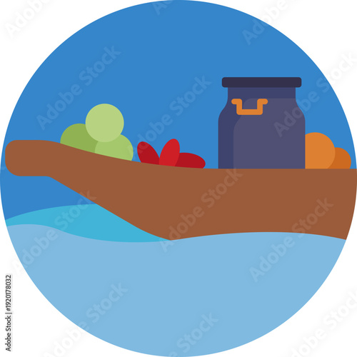 Floating Market Food – Traditional Thai dishes and snacks sold from small boats at local floating markets.