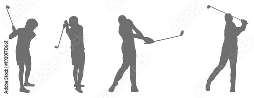 Golf player swing silhouette collection 
