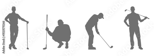  Golf player swing silhouette collection 