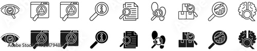 Inspection icon set. Quality control and research symbol.