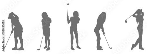 Golf player swing silhouette collection