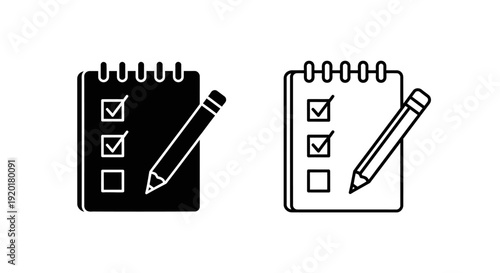 Checklist, to-do list, checkbox, pencil, notebook, planning, organization, productivity Vector