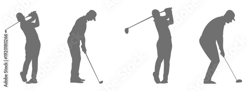  Golf player swing silhouette collection 