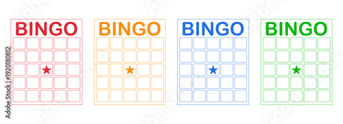 Bingo card template blank with star, luck lotto board game. Bingo ticket empty. Bingo icon, for numbers. 