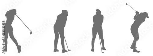Golf player swing silhouette collection