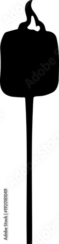 A black silhouette of a punching bag on a stand against a white background
