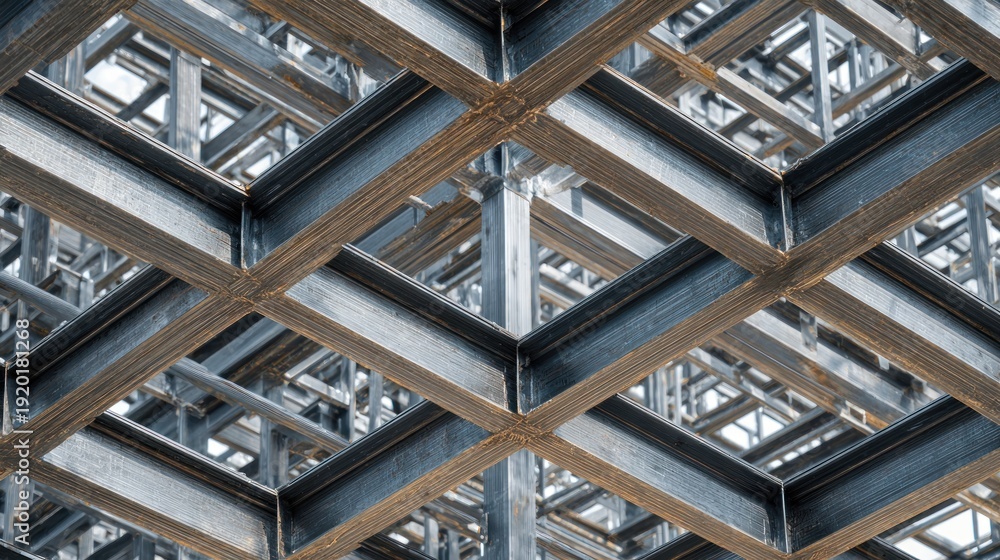 Obraz premium Geometric structure in gray tones architectural design abstract pattern