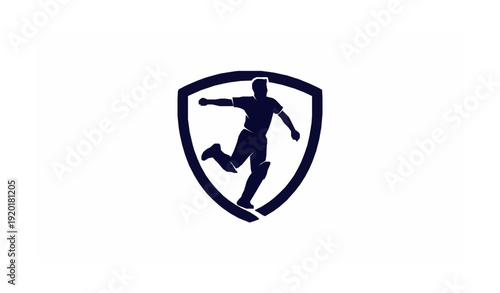 Cricket bowler shield logo vector symbol template isolated on white