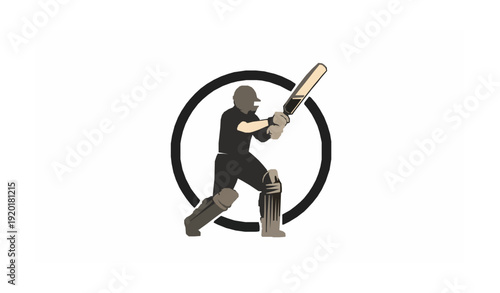 Cricket player badge logo vector icon symbol isolated on white background