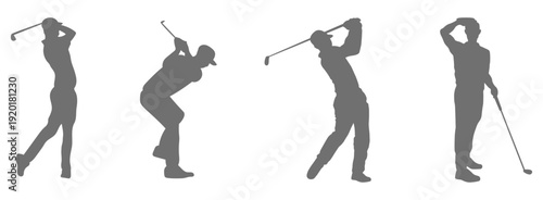  Golf player swing silhouette collection 