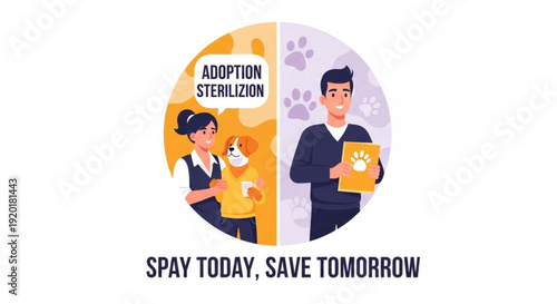 Spay today save tomorrow adoption sterilization illustration