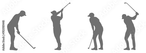  Golf player swing silhouette collection 
