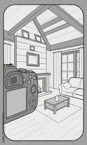 Camera Focus on Cozy Living Room Interior.