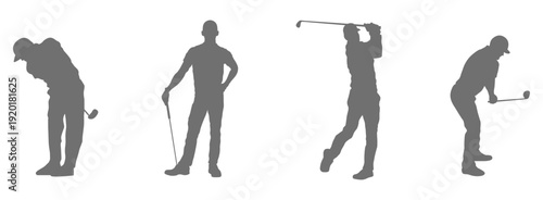  Golf player swing silhouette collection 