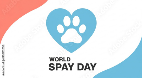 World spay day awareness graphic with heart paw print symbol