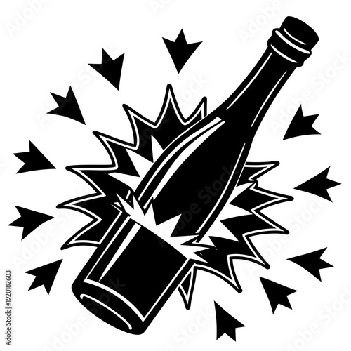 Molotov cocktail with explosion and flying shards