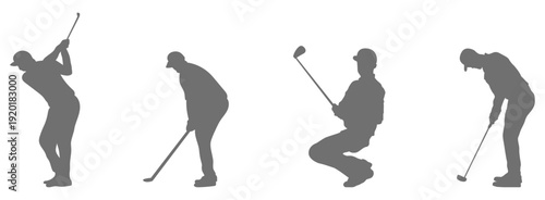  Golf player swing silhouette collection 