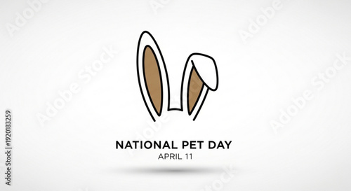 National pet day bunny ears illustration on white background