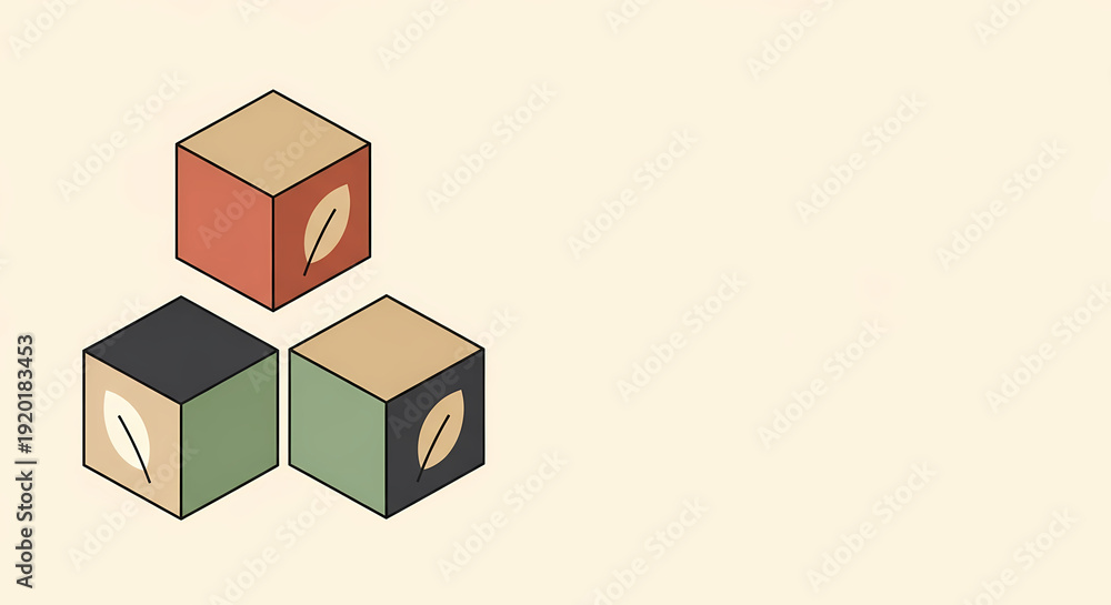 Obraz premium Isometric Geometric Cubes Vector Illustration Representing Transparency and Traceability in a Sustainable Global Value Chain for ESG Reports.