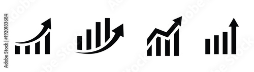 Growing bar chart icon vector. Profit growth sign symbol vector.