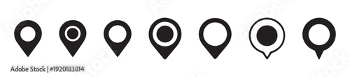 Location pin icon. Map pin place marker. Location icon. Map marker pointer icon set. GPS location symbol collection.
