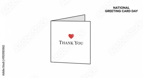 Greeting card with 'thank you' and heart on national greeting card day symbolizing appreciation and gratitude