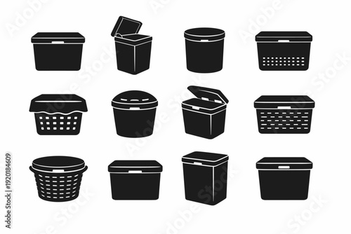 Generation top secure icon lid odor laundry image cover control vector basket