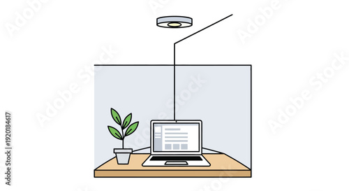 Secure Home Office Desk Setup Illustration
