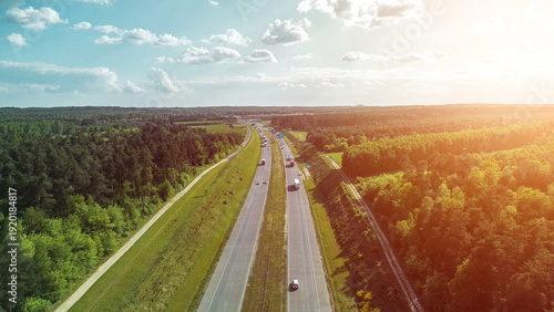 Wallpaper Mural Top down view of nature and highway Torontodigital.ca