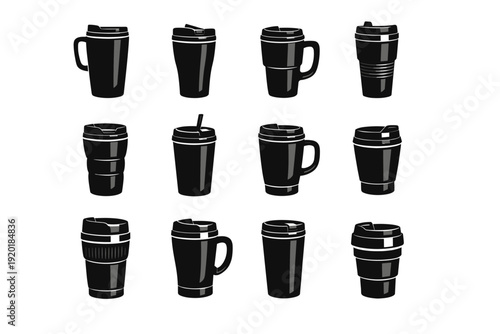 Travel item icons cup lifestyle icon everyday mug vector car desk hydration