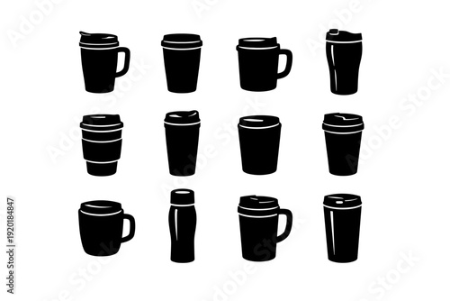 Tumbler holder icon minimalist image mug cup simple beverage travel vector generation