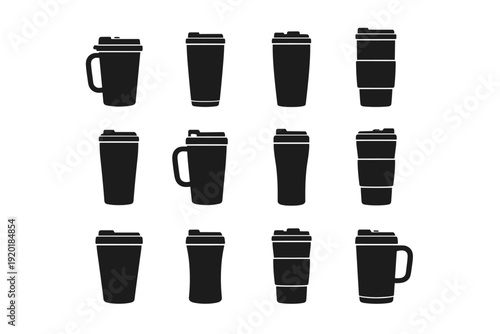 Generation simple vector clean geometric image cylindrical solid icon geometry mug silhouette