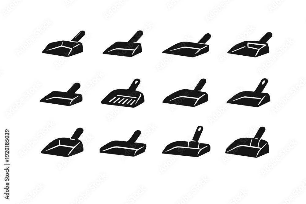 Fototapeta premium Cleaning trash size factor cleanup minimal scoop discreet icons vector small reduced