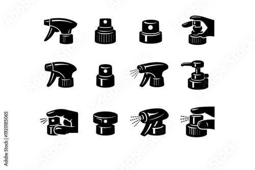 Vector icon trigger spray image design compact mechanism detail generation pump simple