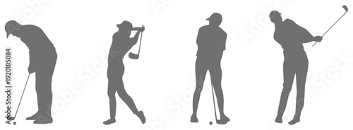 Golf player swing silhouette collection