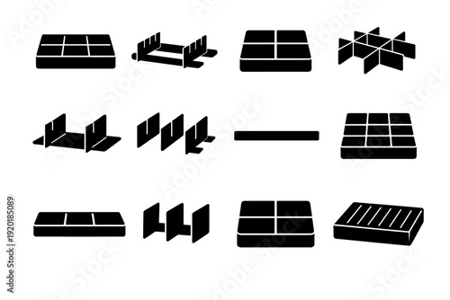 Icon drawer image storage partition organizer bar insert vector generation divider solid