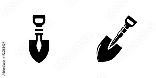 Stylized Shovel Icon: A Flat Vector Design for Gardening Tools