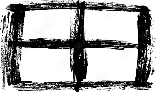 Hand-drawn blueprint of a window frame