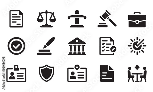 Lawyer Legal Documents Icons Set